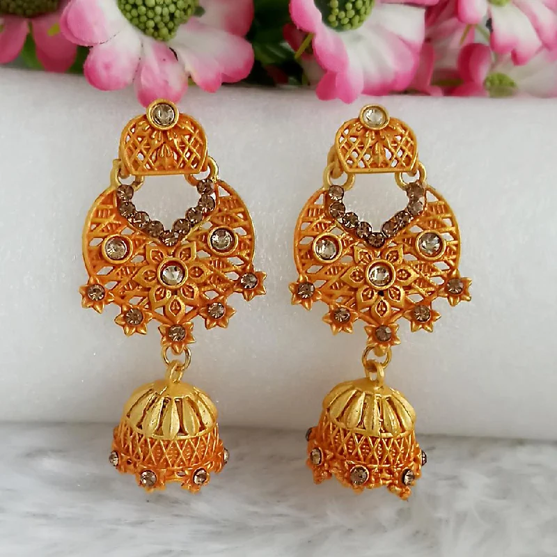 women gem earrings -Woma Gold Plated Orange Dangler Meenakari Earrings - 1318065F