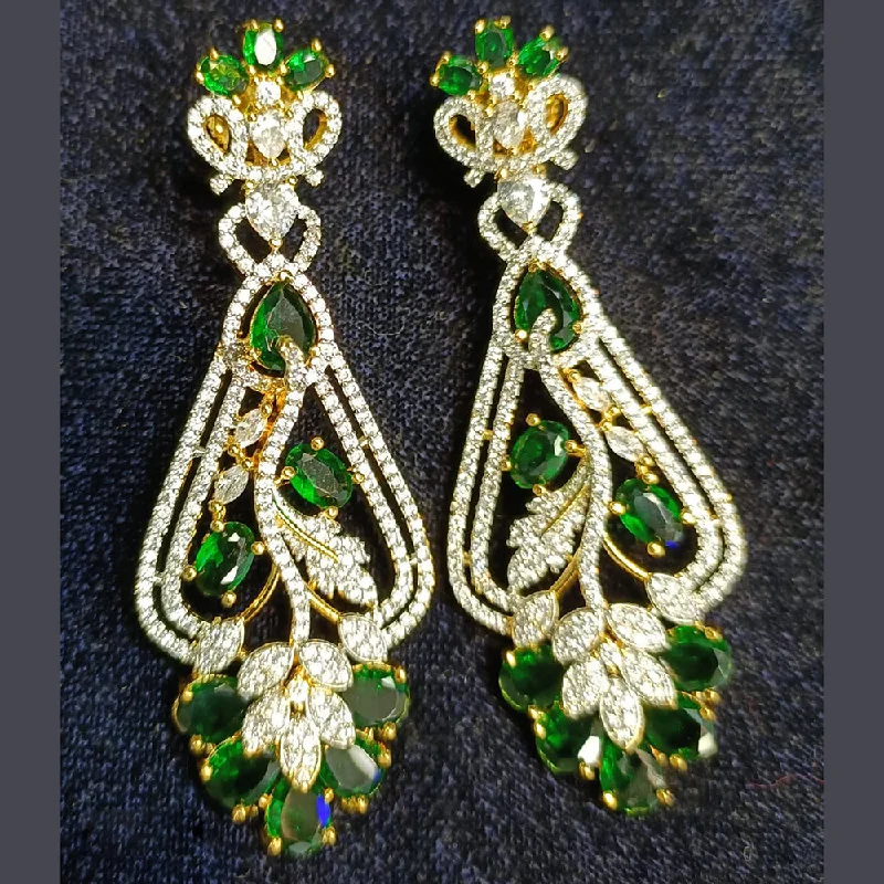 women rhinestone earrings -Jain Jewellers Gold Plated Ad Stone Dangler Earrings