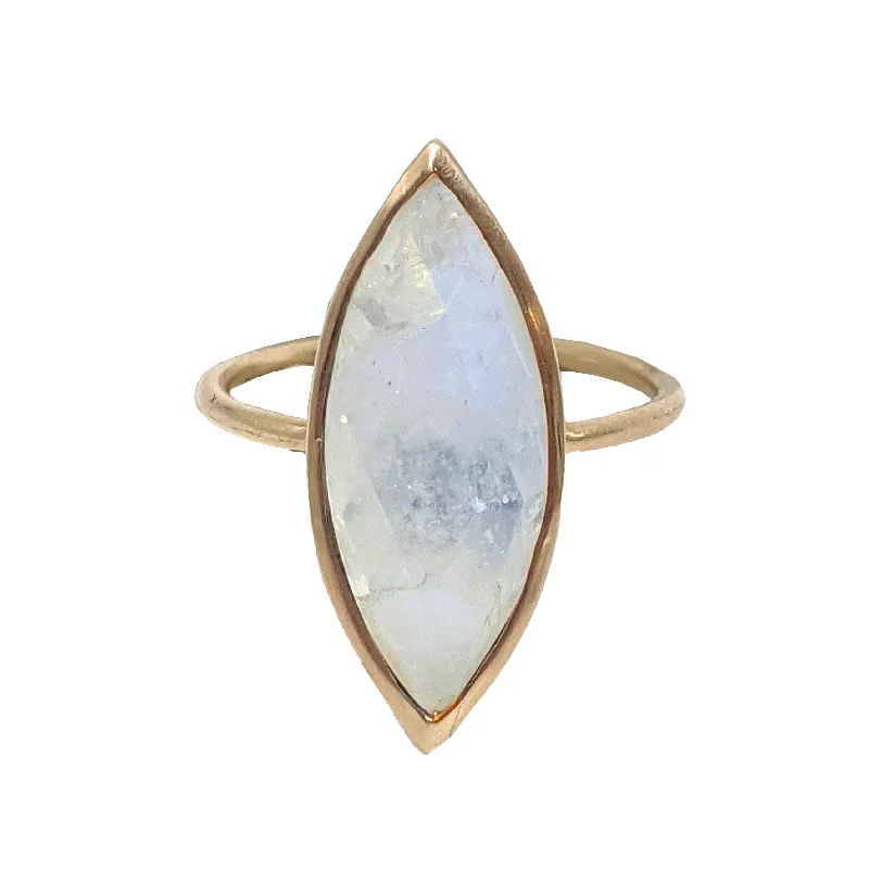 women bold rings -Rainbow Moonstone Marquise Ring in 14k Gold by Margaret Solow