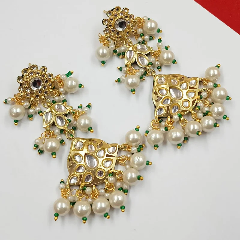 women pearl drop earrings -Padmawati Bangles Gold Plated Kundan Stone And Pearls Dangler Earrings