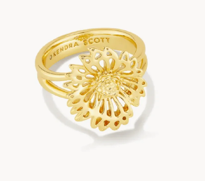 women princess cut rings -Kendra Scott - Brielle Band Ring in Gold - Size 8