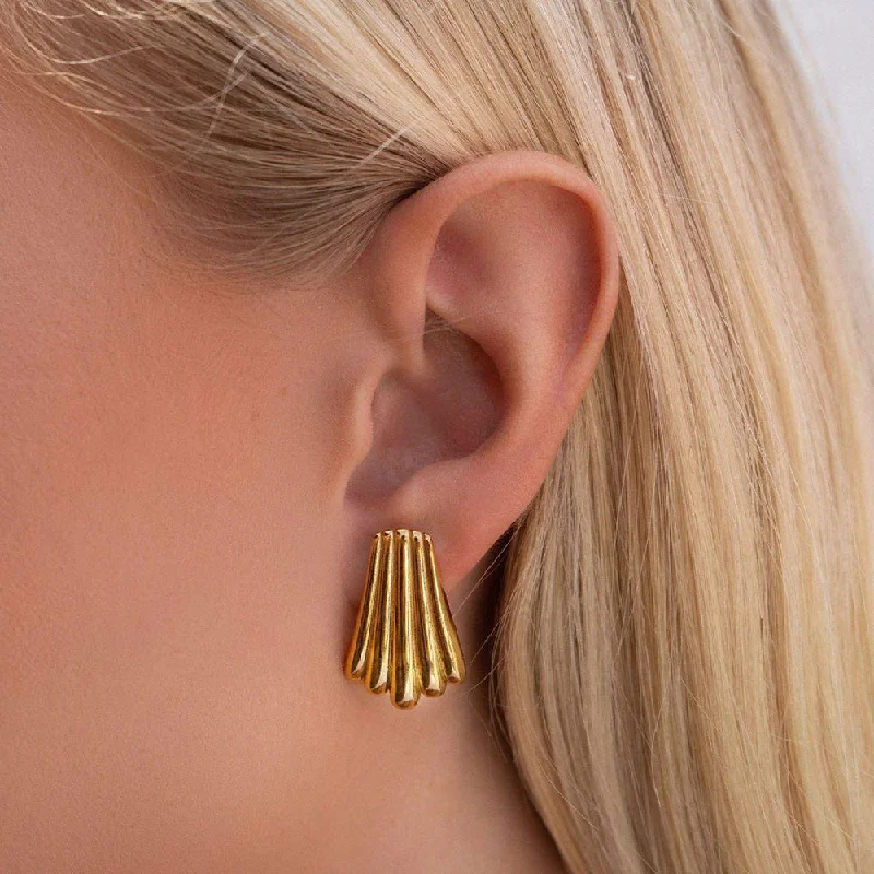 women cute stud earrings -Manath Jewels Gold Plated Matte Finish Korean Style Stud Earrings