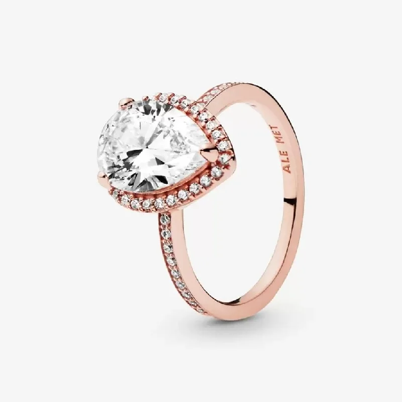 women wedding ring sets -PANDORA : Sparkling Teardrop Halo Ring