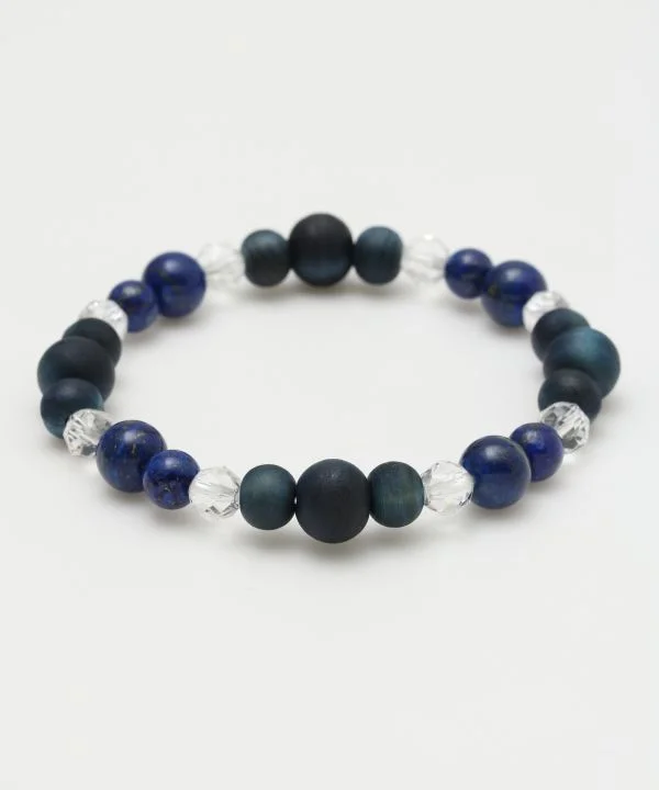 women birthstone bangles -AIZOME Indigo Dyed Cypress x Lapis Lazuli Bracelet