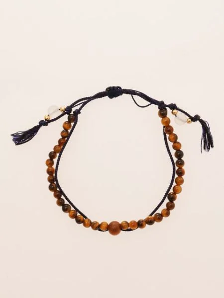 women men’s bracelets -Silk String KUMIHIMO Braid Bracelet Tiger Eye φ4