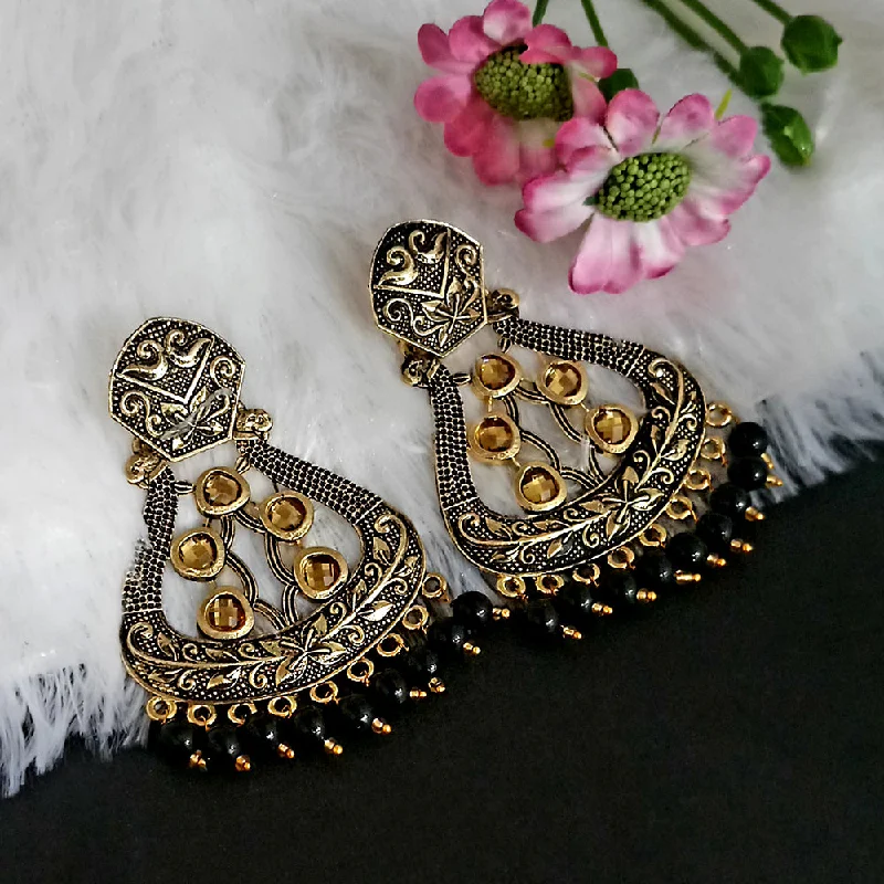 women crystal drop earrings -Woma Matte Meenakari Dangler Beads Drop Earrings