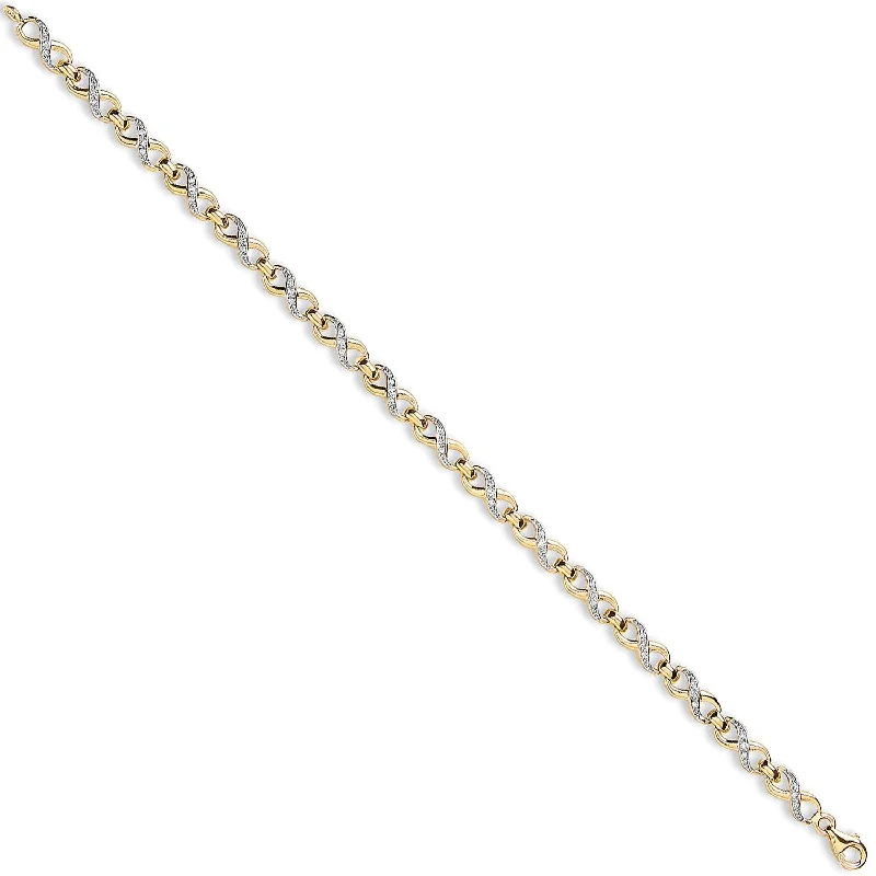 women pearl bracelets -Figure 8 CZ Link Bracelet - 9CT YELLOW GOLD