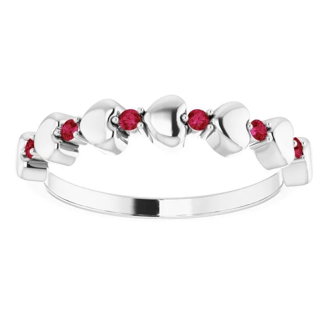 women sapphire rings for women -Sterling Silver Ruby Stackable Heart Ring