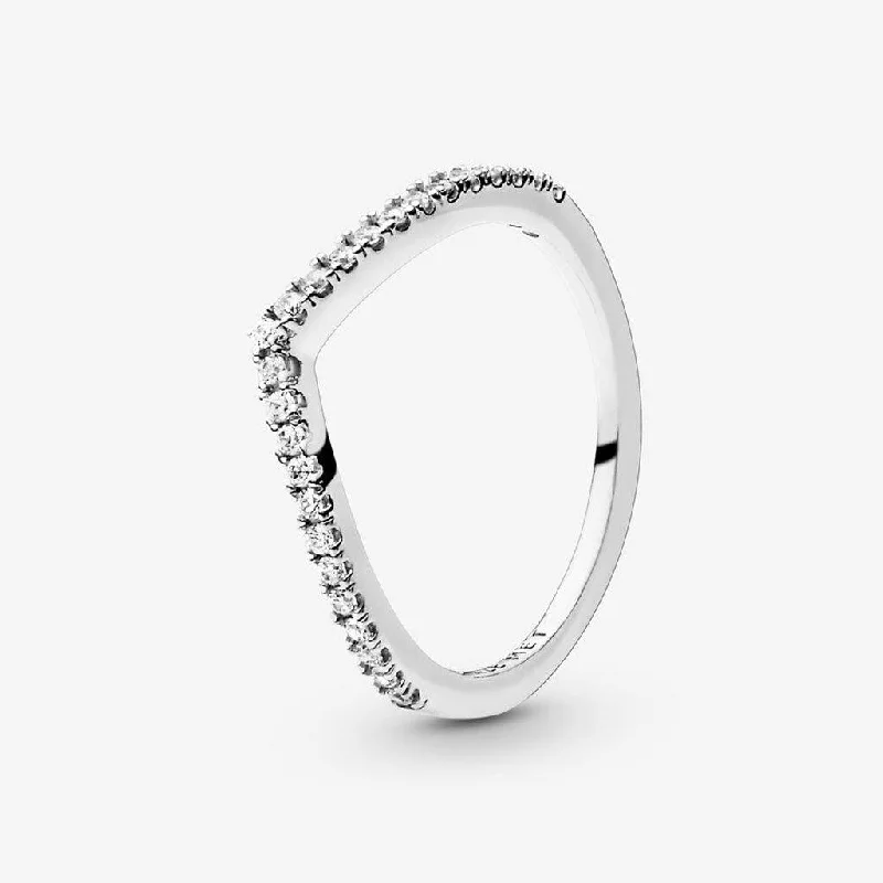 women men’s wedding rings -PANDORA : Sparkling Wishbone Ring