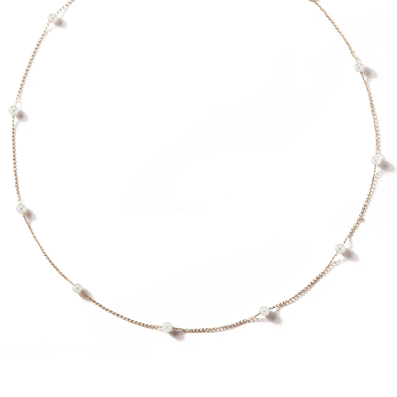 women sapphire necklaces -Mizuki Floating Pearl Chain Necklace