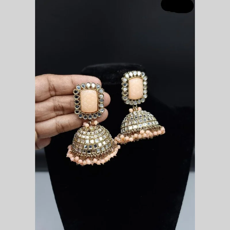 women custom earrings -JCM Gold Plated Mirror And Pearls Jhumki