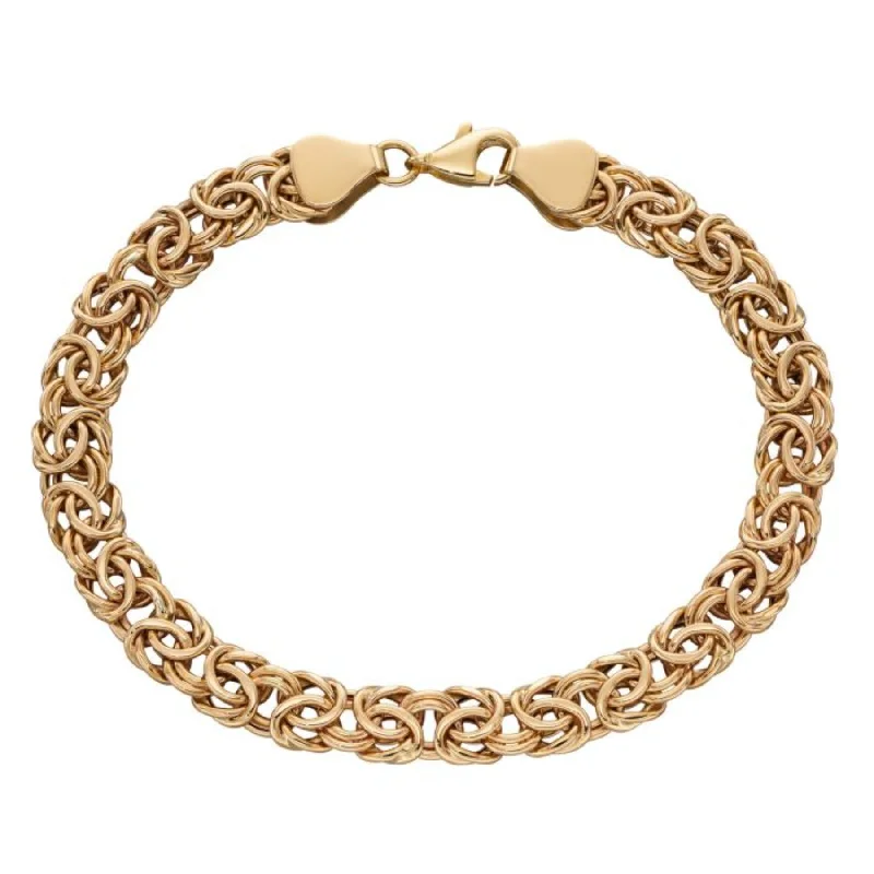 women gold-plated bangles -Byzantine Design Bracelet - 9ct Yellow Gold