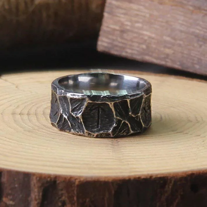 women eternity engagement rings -Runic Blacksmith Ring - Stainless Steel