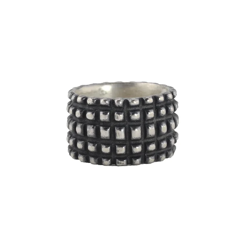 women vintage diamond rings -Oxidized Sterling Silver The Grid Band by Dahlia Kanner