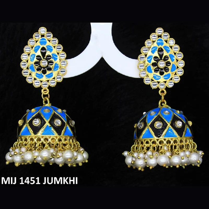 women chic earrings -Mahavir Gold Plated Meenakari And Kundan Designer Jhumki Earrings - MIJ 1451 Jumkhi