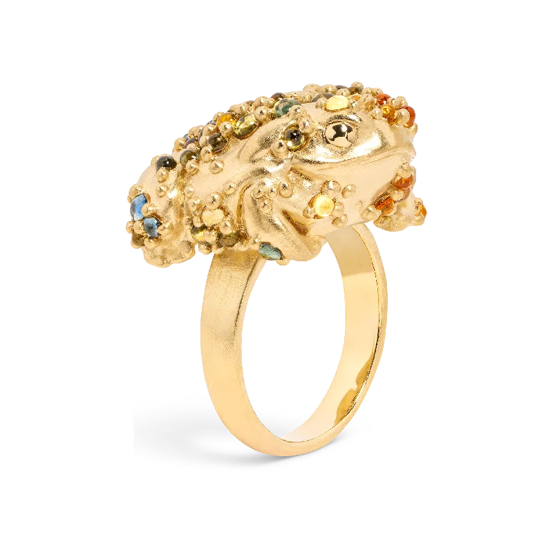 women stack rings -Green Bufo Small Toad Ring - Size 4.5 - 11714