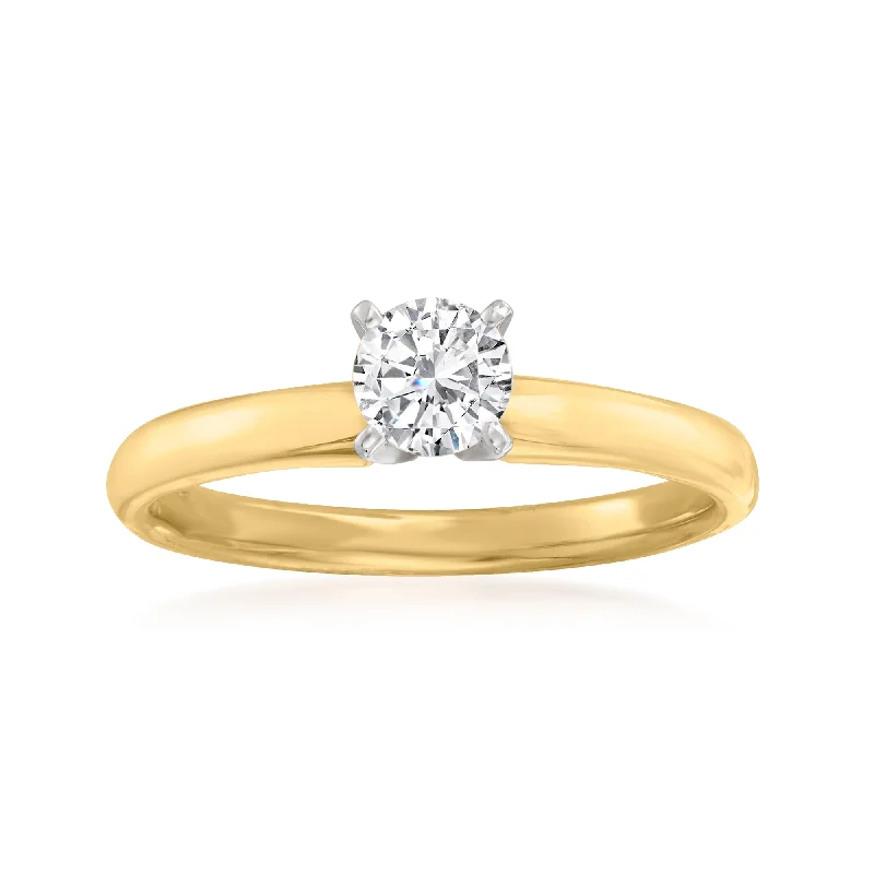 women wedding engagement rings -Ross-Simons Diamond Solitaire Ring in 14kt Yellow Gold