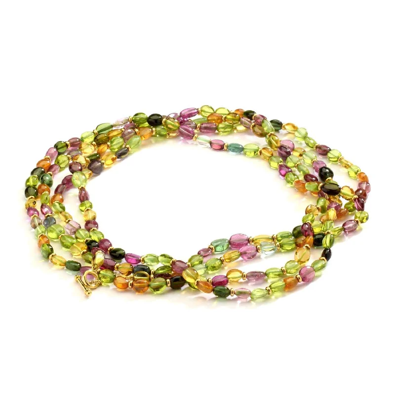 women luxury silver necklaces -60 Inch Multicolored Bead Necklace