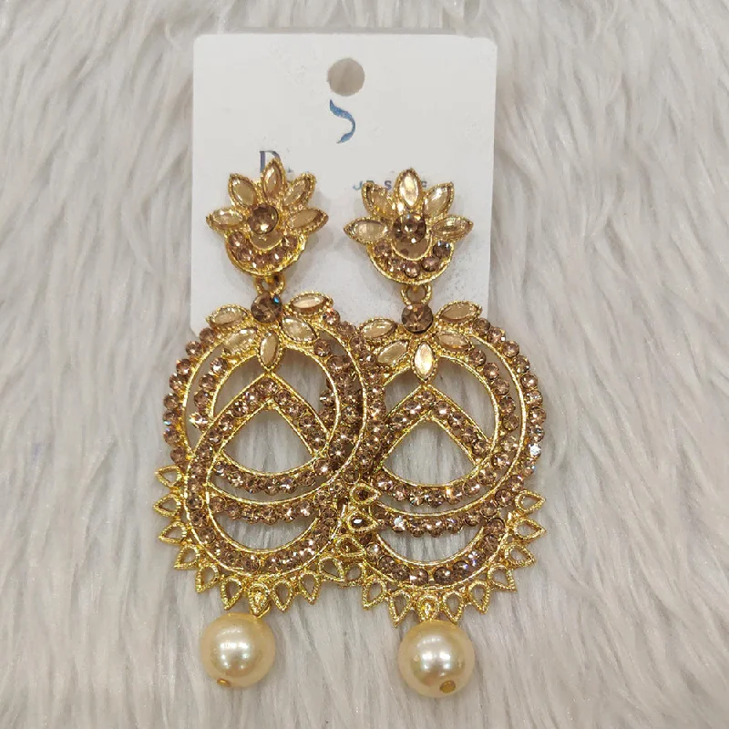 women vintage earrings -Dhwani Gold Plated Austrian Stone And Mirror Dangler Earrings