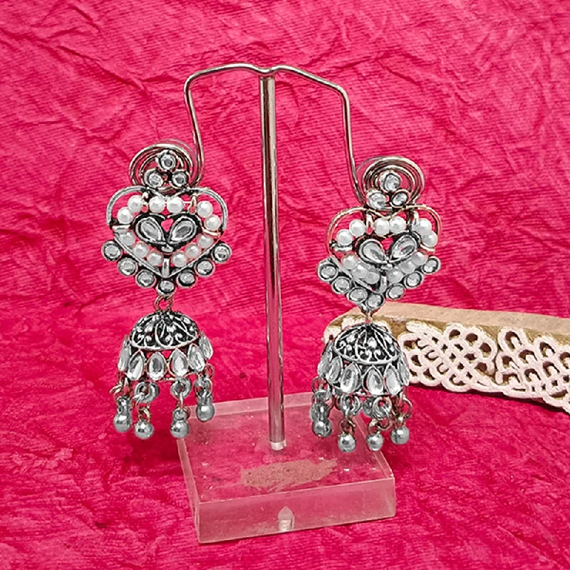 women gold drop earrings -Bhavi Jewels Oxidised Plated Jhumki Earrings