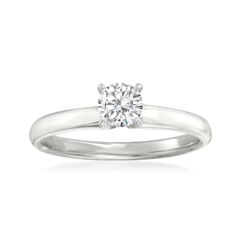 women yellow gold engagement rings -Ross-Simons Diamond Solitaire Ring in 14kt White Gold