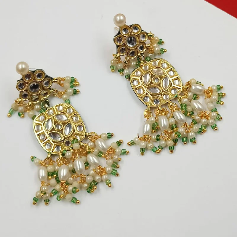 women trendy hoop earrings -Padmawati Bangles Gold Plated Kundan Stone And Pearls Dangler Earrings