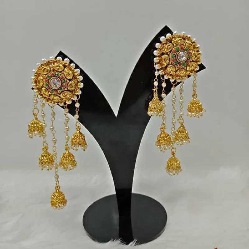 women hoop earrings -Anjali Jewellery Gold Plated Crystal Stone And Pearl Dangler Earrings