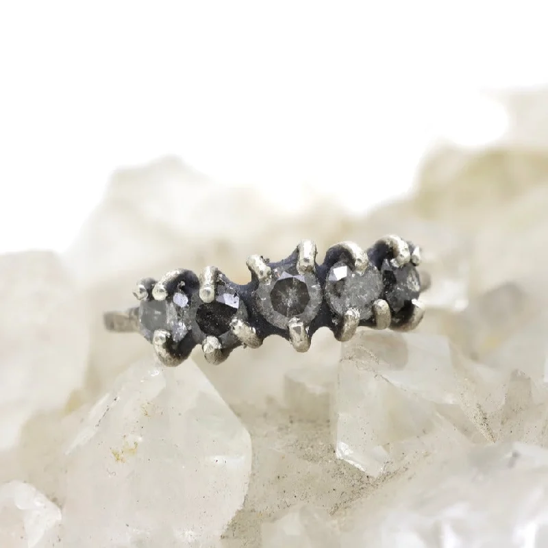 women wide wedding rings -NEW! Five Stone Diamond Ring in Sterling Silver by Sasha Walsh