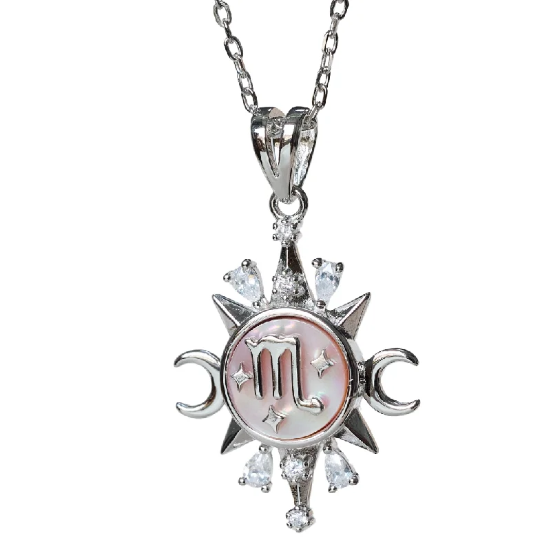 women vintage charm necklaces -Celestial Horoscope Pendant - Scorpio