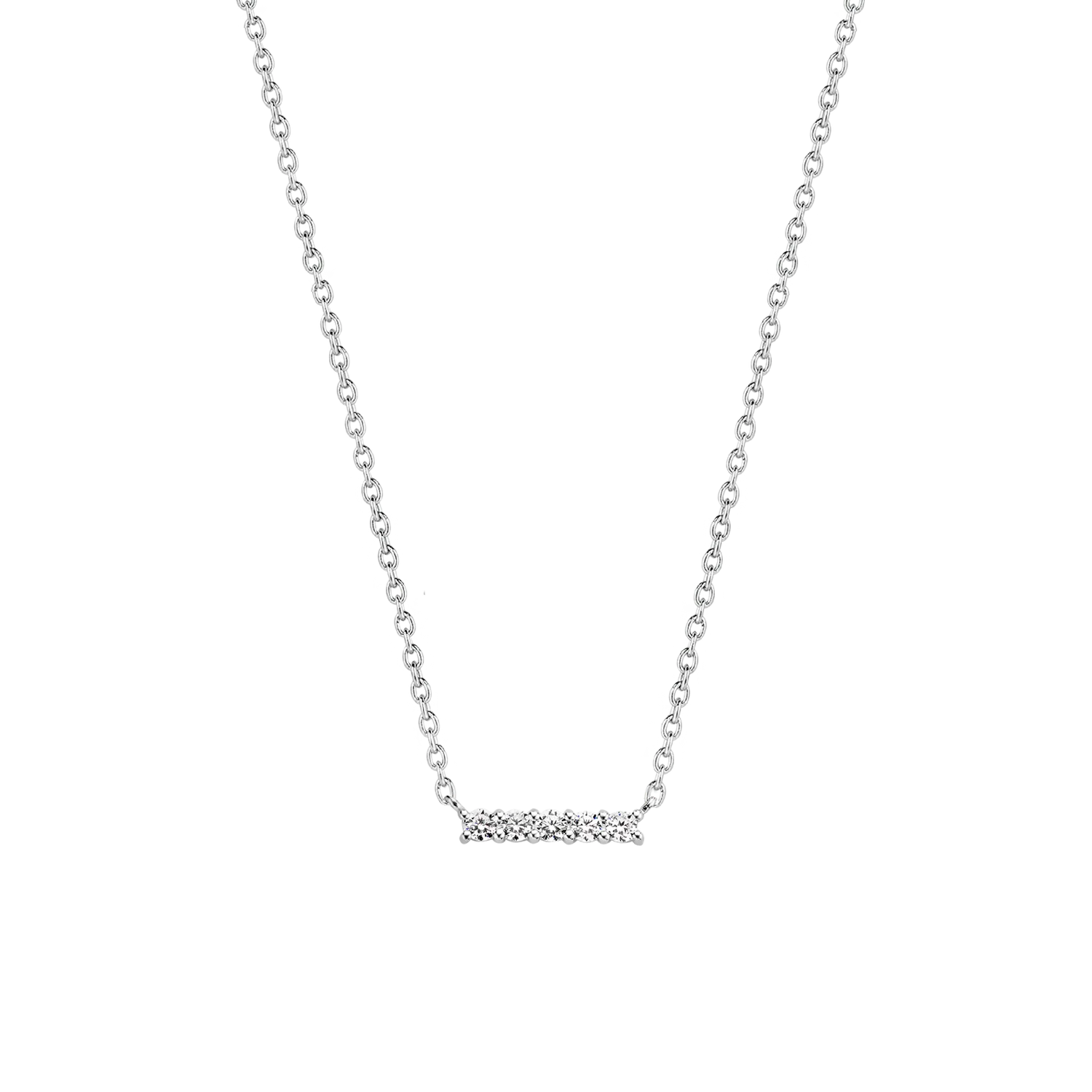 women rose gold pendant necklaces -Ti Sento Milano Silver Zirconia Bar Necklace