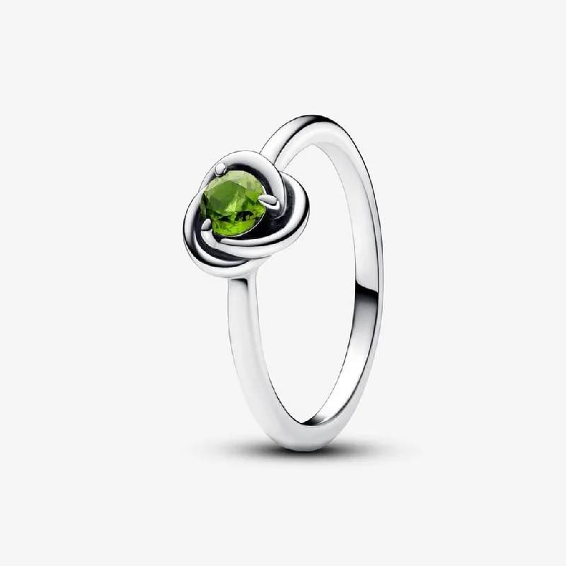 women chic rings -PANDORA : August Spring Green Eternity Circle Ring