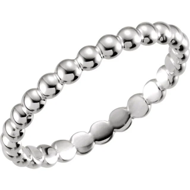 women promise rings -Sterling Silver 2.5 mm Beaded Stackable Ring