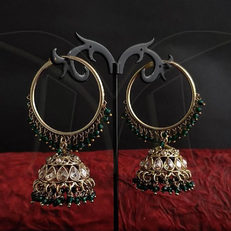 women modern earrings -Anjali Jewellery Gold Plated Crystal Stone  And Beads Jhumki Earrings