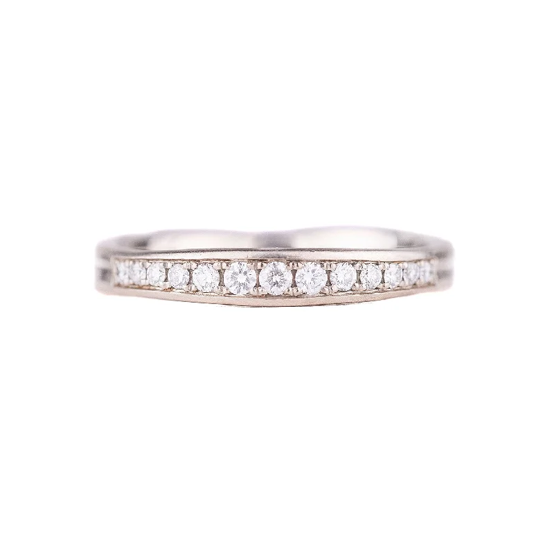 women antique engagement rings -14k White Gold Band with Diamonds by Matsu