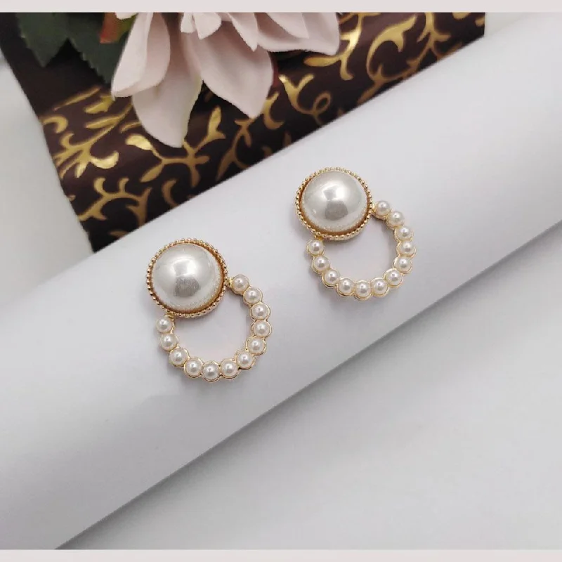 women heart-shaped earrings -Aamrapali Gold Plated Pearl Dangler Earrings