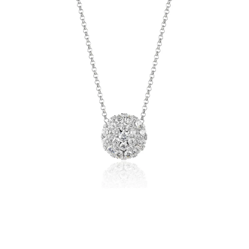 women engraved gold necklaces -Diamond Cluster Pendant Necklace in Platinum