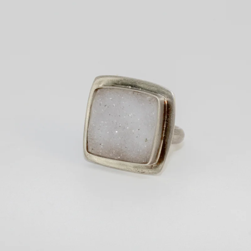 women adjustable rings -White Sapphire Druzy Ring by Rina Young