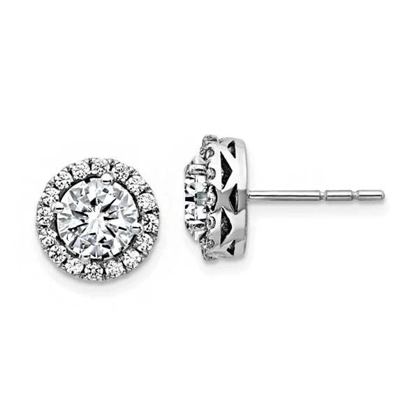 women ring sets -14k White Gold Round Halo Moissanite Earrings