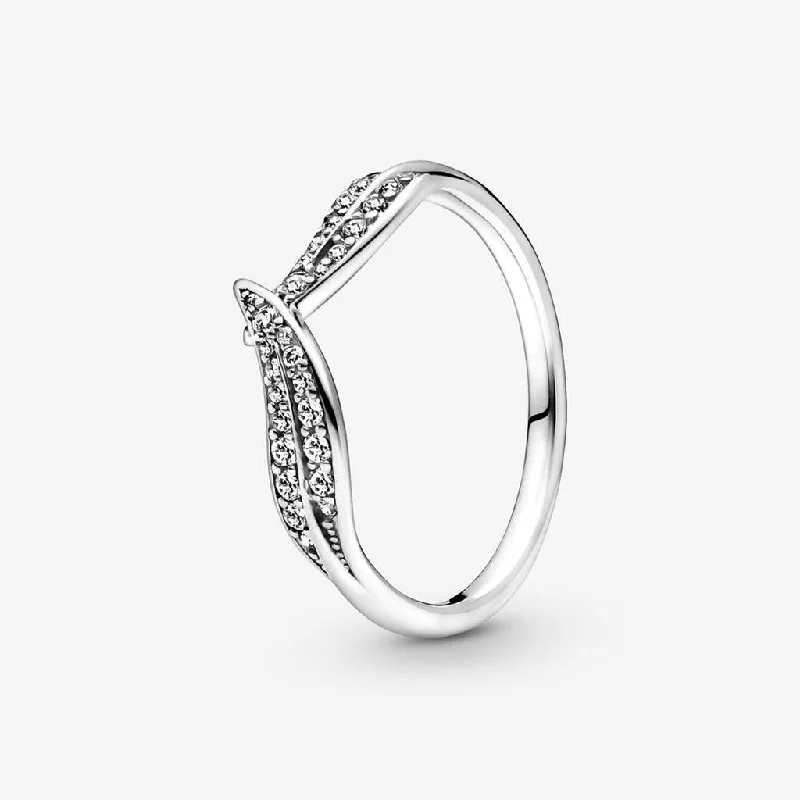 women anniversary rings -PANDORA : Sparkling Leaves Ring in Silver