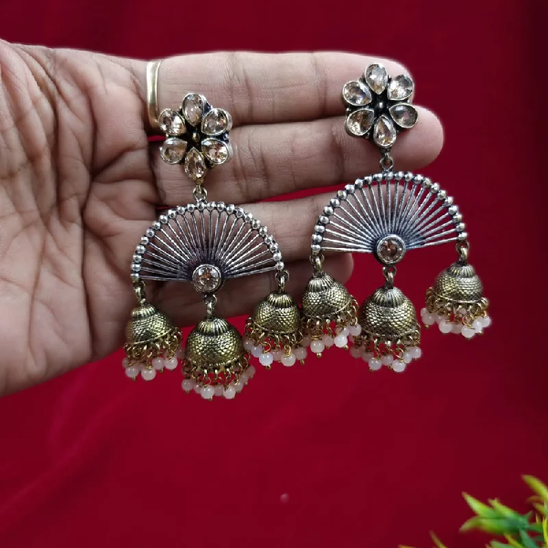 women vintage-style earrings -JCM Oxidised Plated Jhumki Earrings