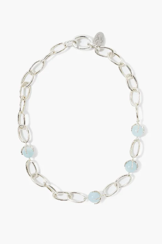 women link necklaces -Lark Chain Necklace Aquamarine