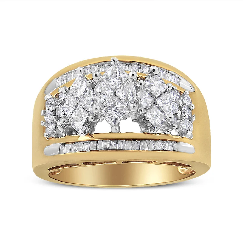 women yellow gold engagement rings -10K Yellow and White Gold 1 1/2 Cttw Pear Shaped 3 Stone Style Diamond Ring Band