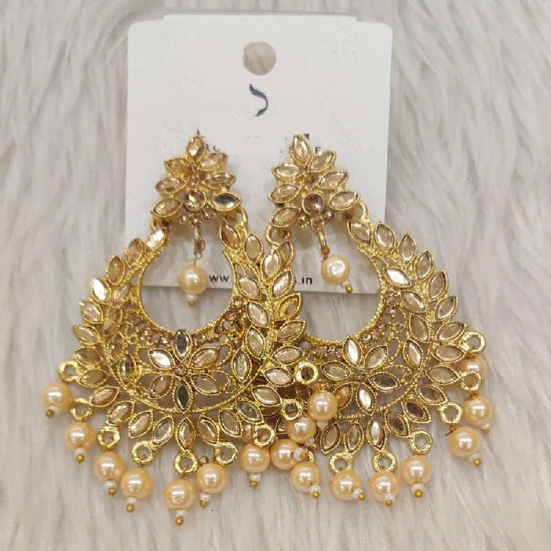 women gemstone earrings -Dhwani Gold Plated Mirror Dangler Earrings