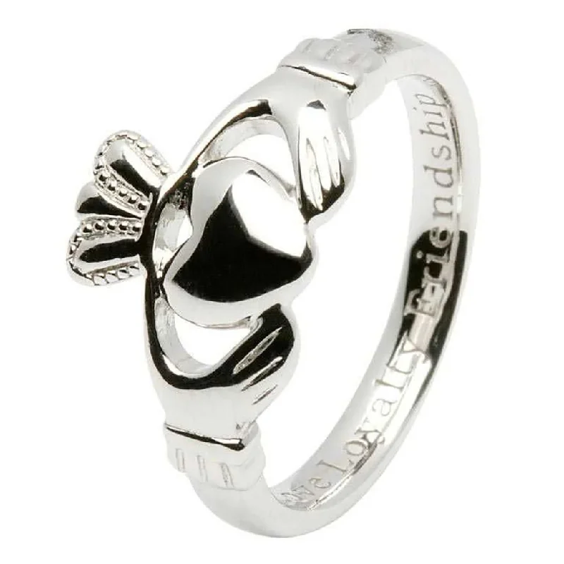 women unique wedding bands -Shanore : Ladies Claddagh Comfort fit Silver Ring