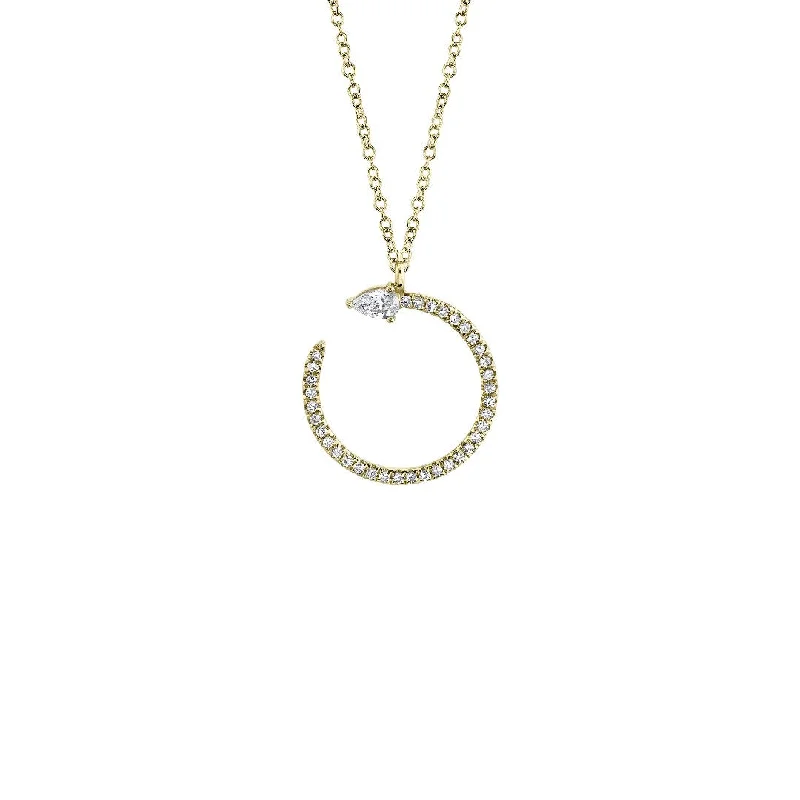 women trendy necklaces -Shy Creation Incomplete Diamond Circle Necklace