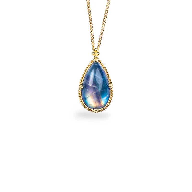 women boho necklaces -AMÁLI Moonstone Drop Pendant Necklace