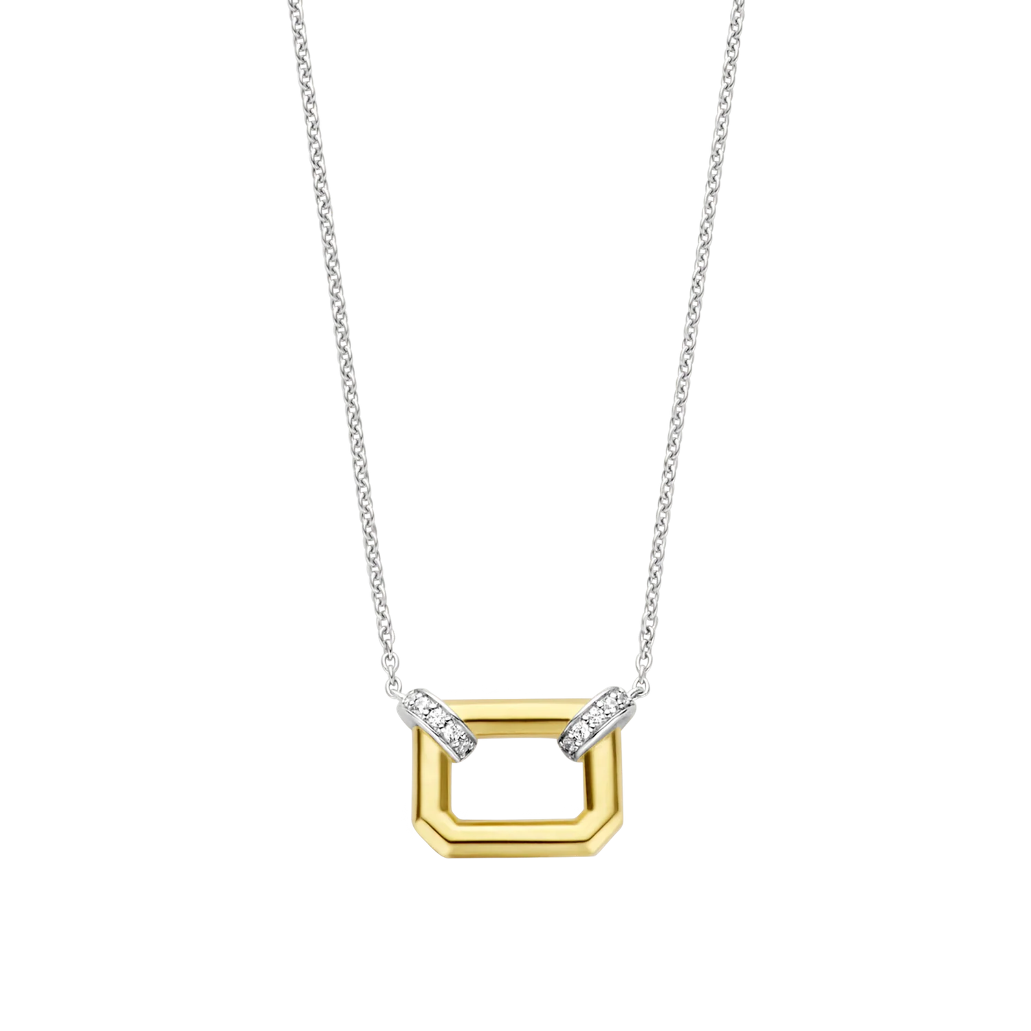 women luxury silver necklaces -Ti Sento Milano Two Tone Rectangular Necklace