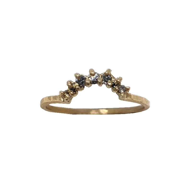 women cushion cut rings -Gold Large Crown Ring With Salt & Pepper Diamonds by Sasha Walsh