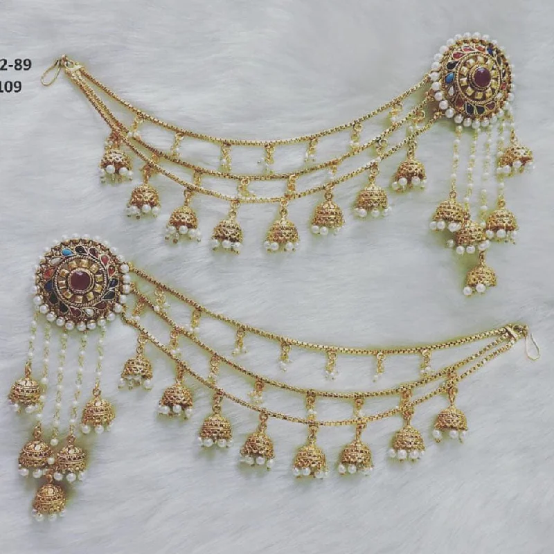 women boho earrings -Anjali Jewellery Gold Plated Pearl Kanchain Earrings