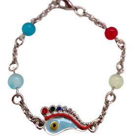 women double chain bracelets -Evil Eye Rhodium Bracelet